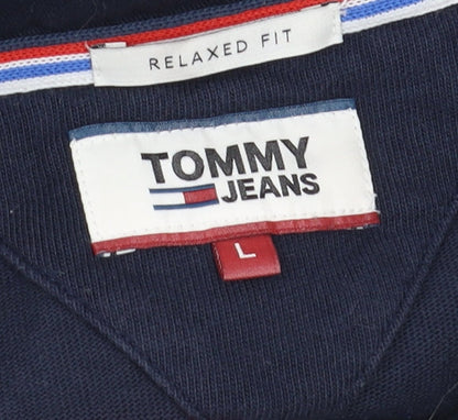 Tommy Jeans Men's Blue Logo Polo Shirt L