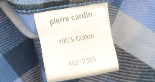 Pierre Cardin Men's Blue Plaid Button-Up Shirt M