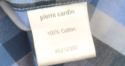 Pierre Cardin Men's Blue Plaid Button-Up Shirt M