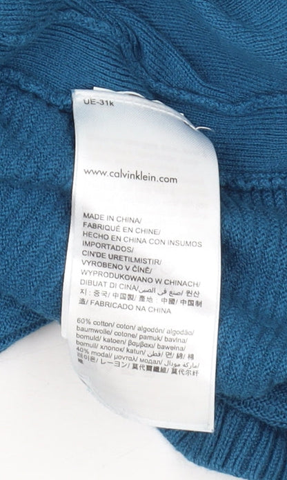 Womens UK Size L Calvin Klein Blue Pullover Jumper