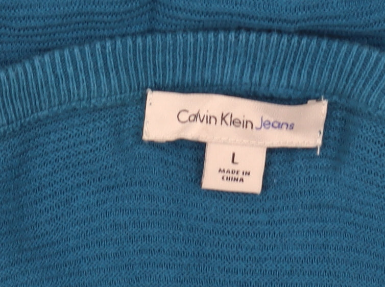 Womens UK Size L Calvin Klein Blue Pullover Jumper