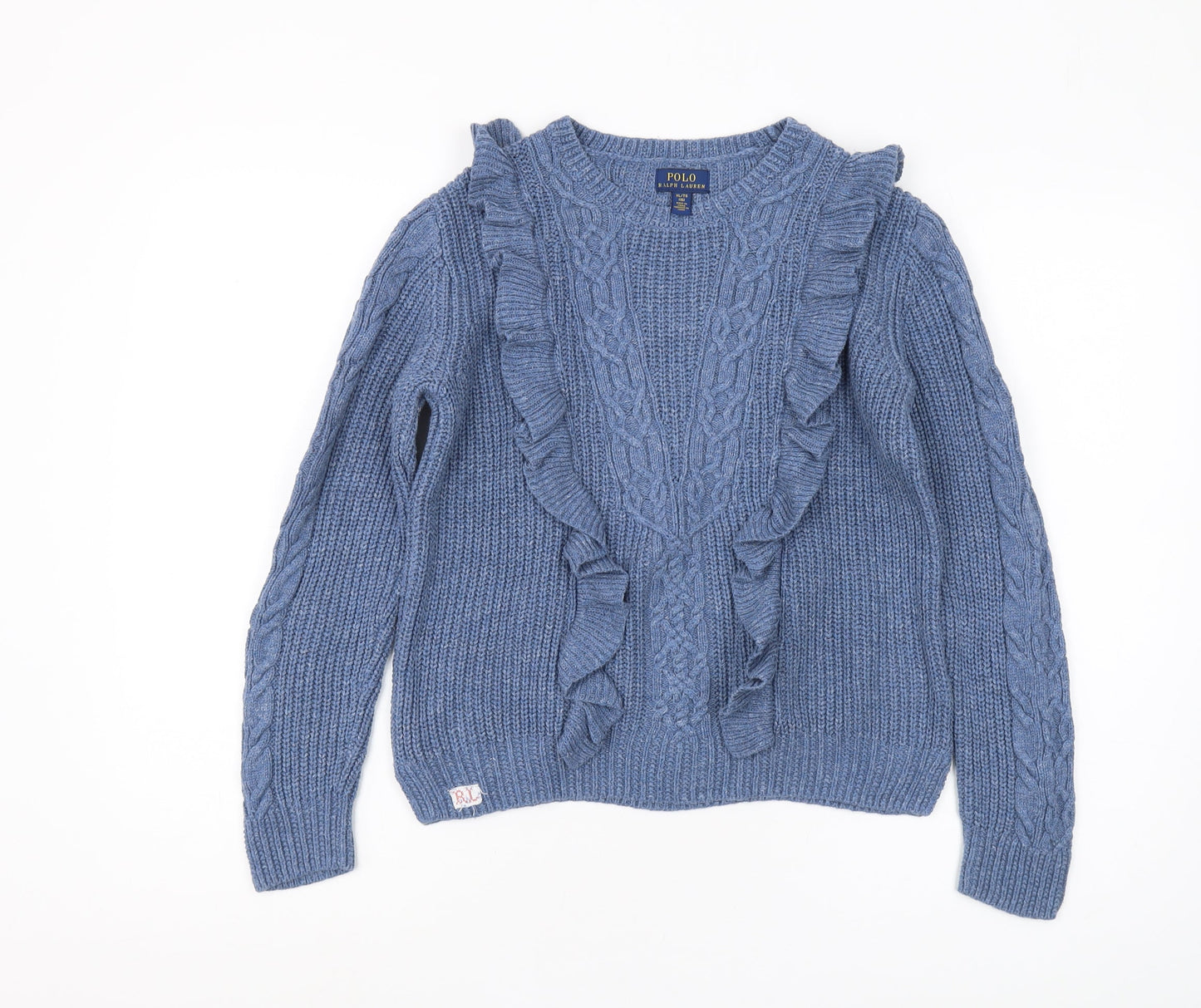 Polo Ralph Lauren Girls Blue Cable Knit Pullover Jumper Size 16