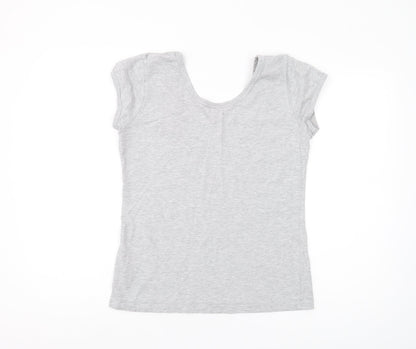 Le Coq Sportif Womens Grey Scoop Neck T-Shirt Size 14