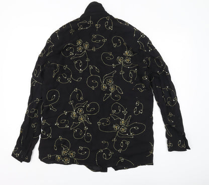 Alexon Women's Black Floral Blouse, Size 14, Elegant