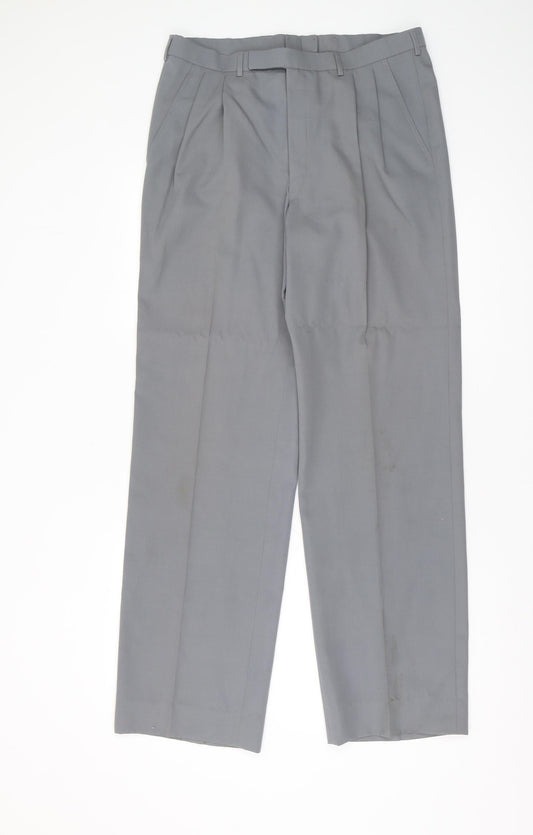 Oscar Jacobson Men's Grey Dress Pants, Size 34, Formal