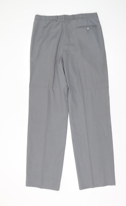 Oscar Jacobson Men's Grey Dress Pants, Size 34, Formal