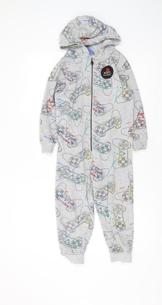 Next Boys Grey PlayStation One Piece, Size 6, Hooded Pyjama