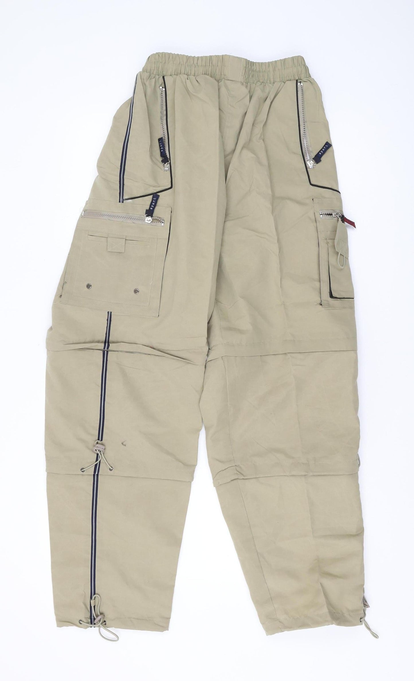 Ling Lang Men’s Beige Cargo Trousers with Zips