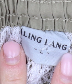 Ling Lang Men’s Beige Cargo Trousers with Zips