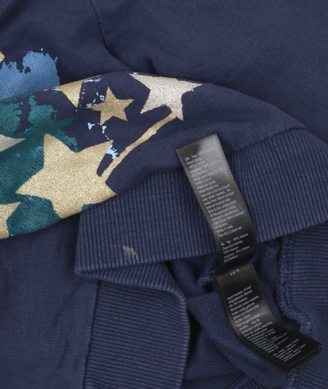 Monsoon Boys Blue Pullover Hoodie, Stars, 5-6 Years, Glitter Accents