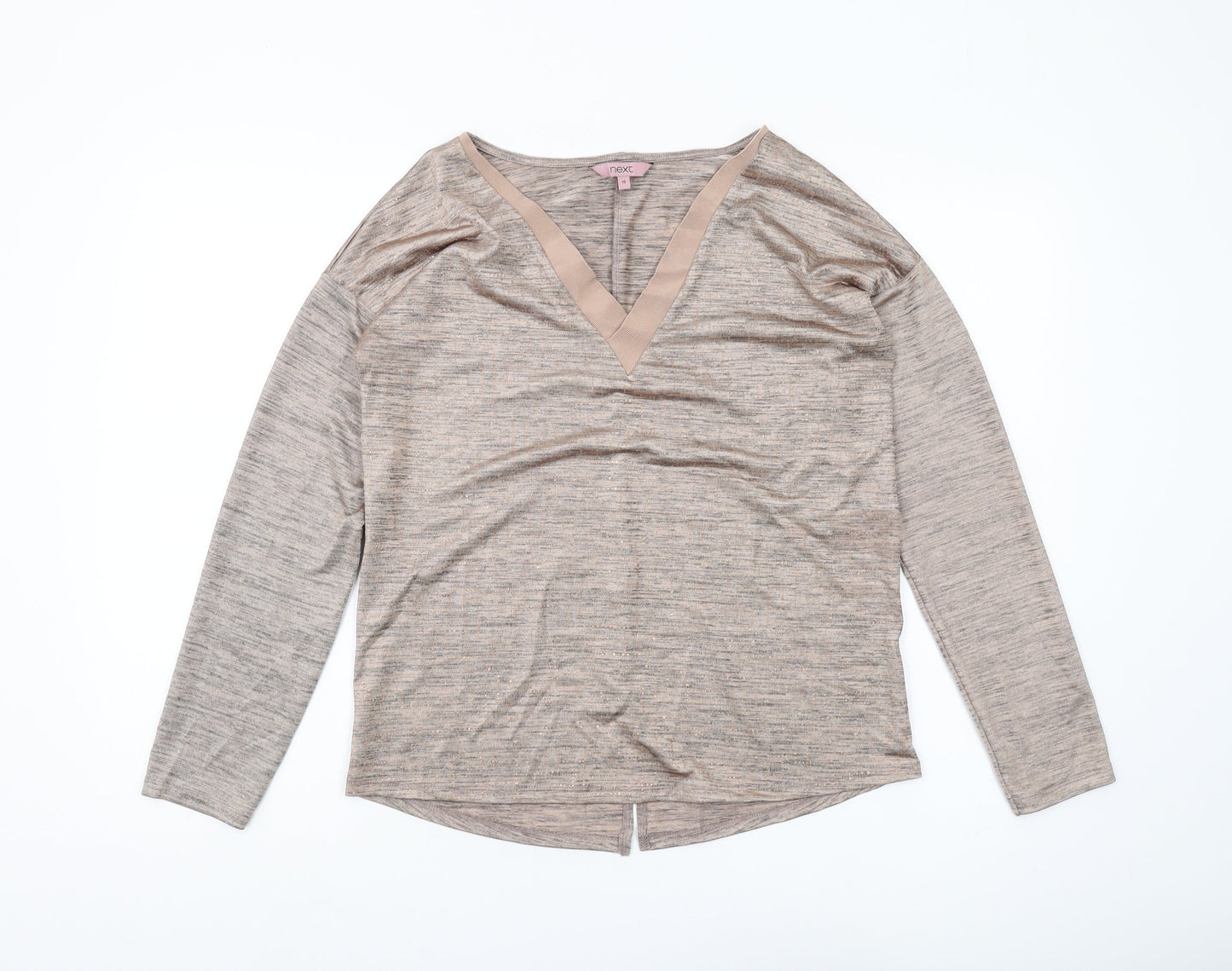 Womens UK Size 10 NEXT Beige Jersey Blouse