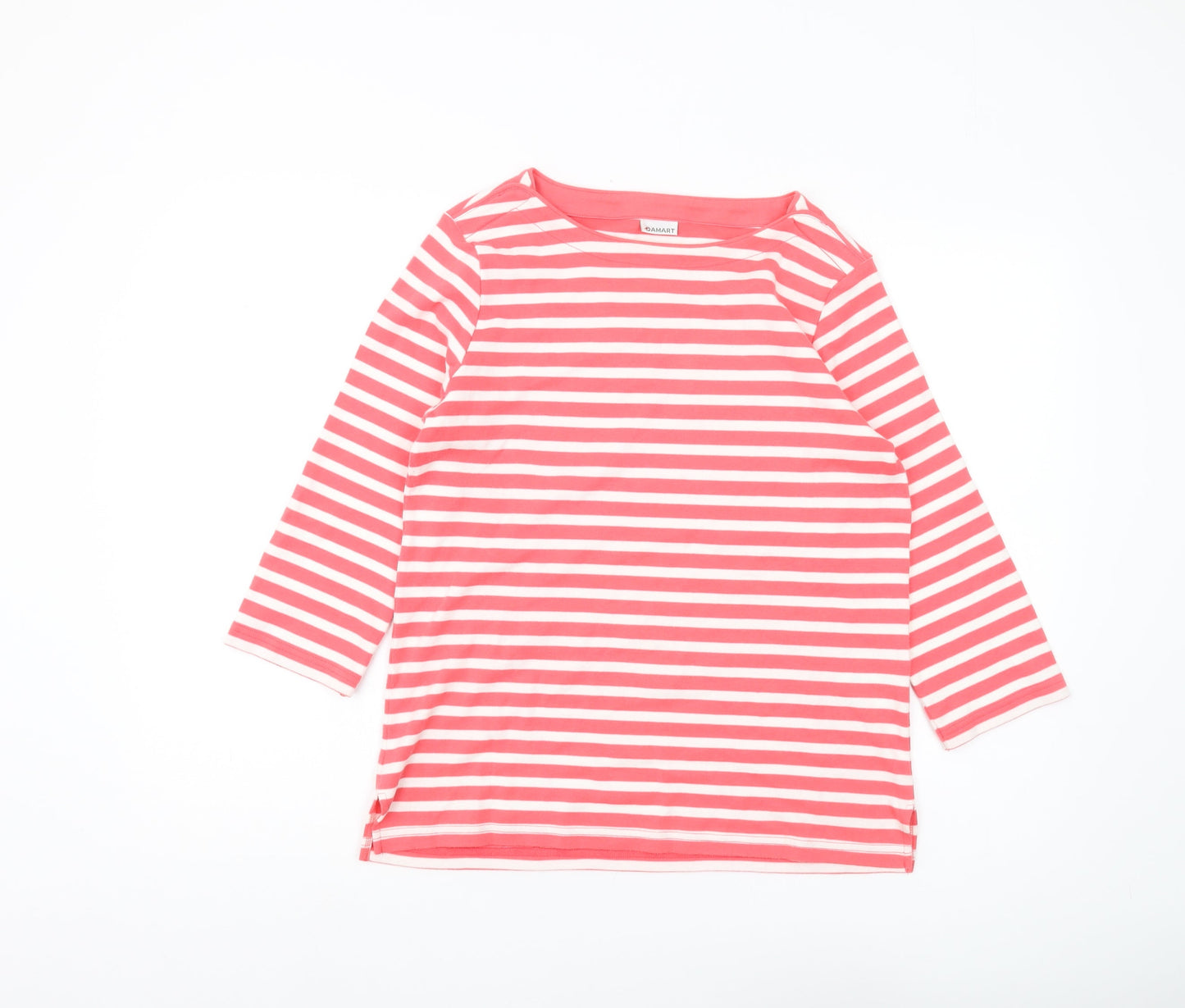 Damart Women's Pink Striped T-Shirt, Size 10/12