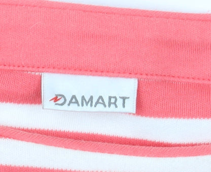 Damart Women's Pink Striped T-Shirt, Size 10/12