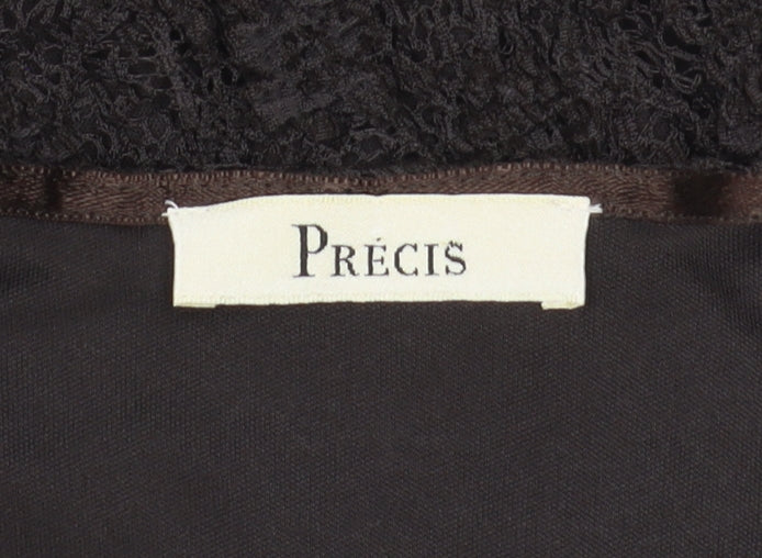 Précis Women's Black Lace Top, Large, 3/4 Sleeve V-Neck