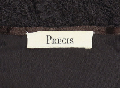Précis Women's Black Lace Top, Large, 3/4 Sleeve V-Neck