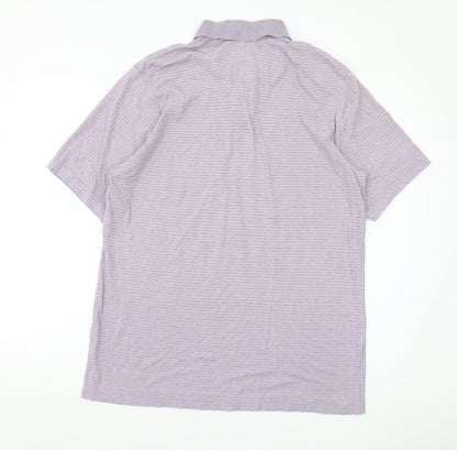 Tasso Elba Men’s L Purple Striped Polo Shirt