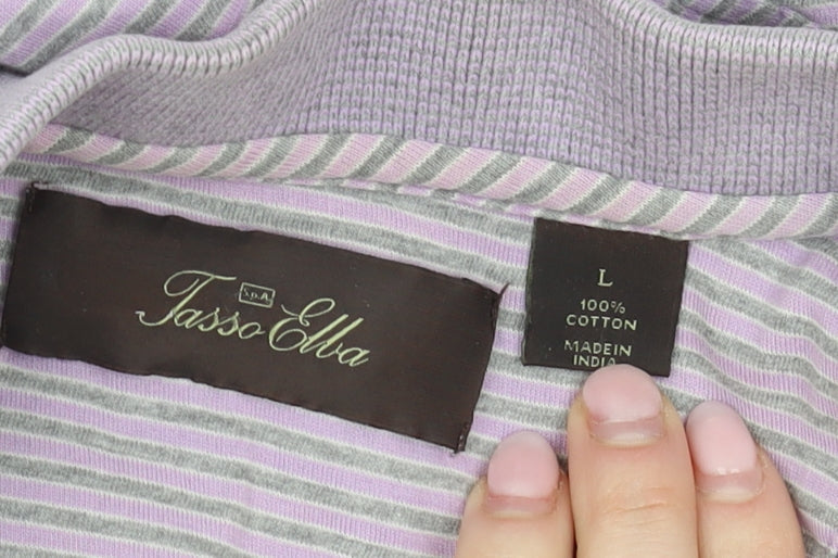 Tasso Elba Men’s L Purple Striped Polo Shirt