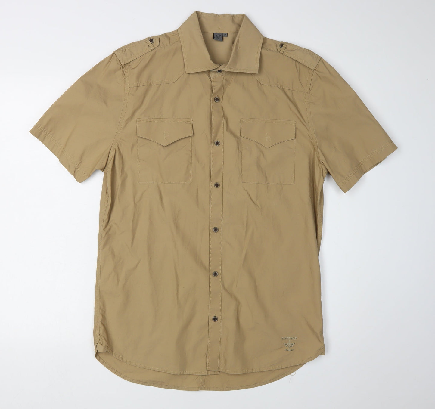 Firetrap Men's Beige Short Sleeve Shirt M Casual