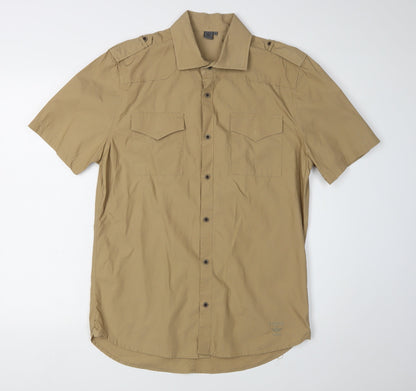 Firetrap Men's Beige Short Sleeve Shirt M Casual