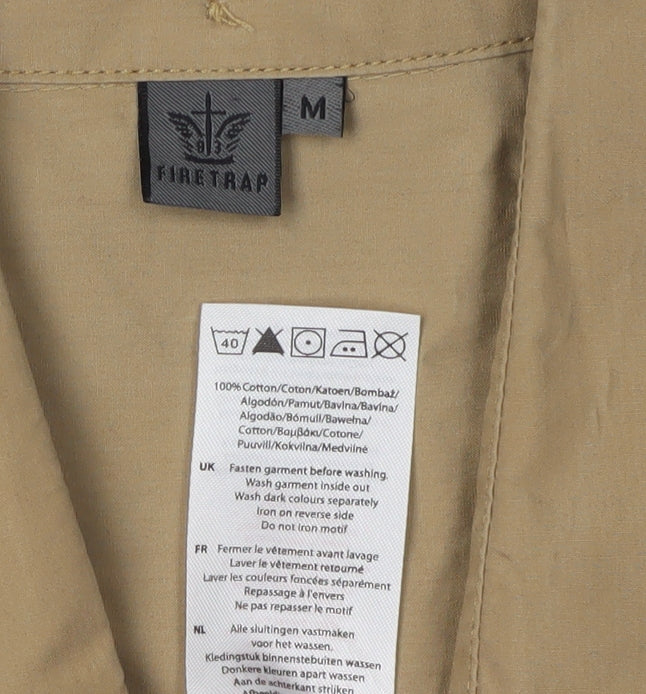 Firetrap Men's Beige Short Sleeve Shirt M Casual