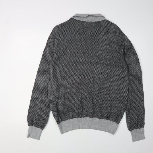 Kangol Men's Grey Long Sleeve Polo Shirt 2XL