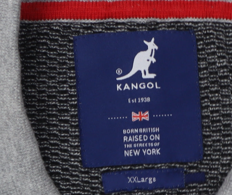 Kangol Men's Grey Long Sleeve Polo Shirt 2XL