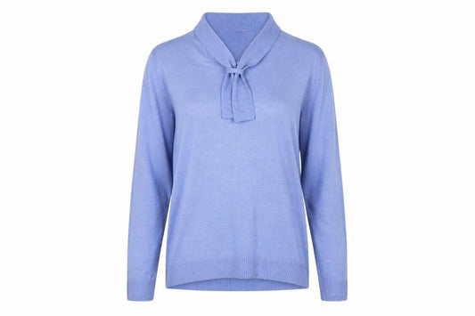 Front view of Honor Millburn Women's Blue Collared Jumper L