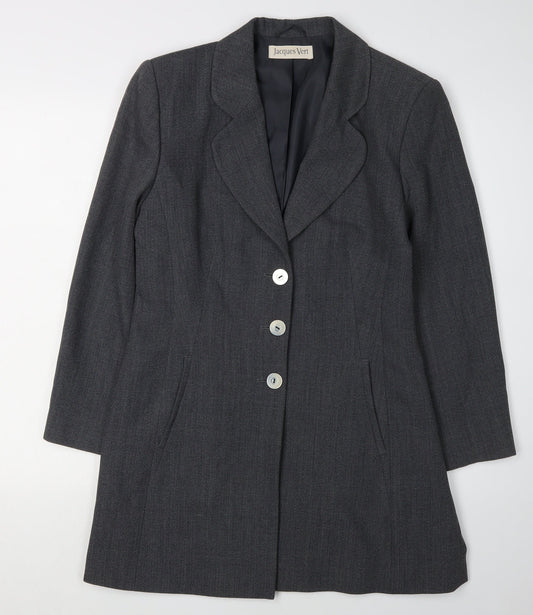 Jacques Vert Womens Grey Wool Blazer Jacket Size 12