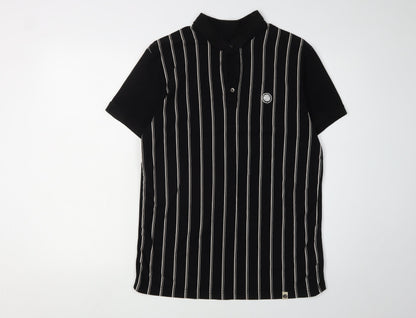 Pretty Green Men's Black Striped Polo M