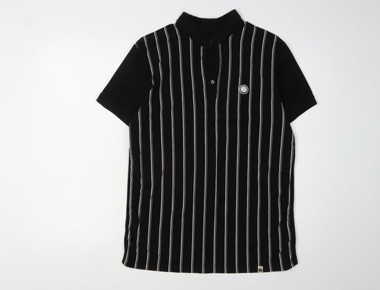 Pretty Green Men's Black Striped Polo M