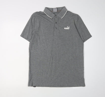 Puma Men's Grey Polo Shirt M