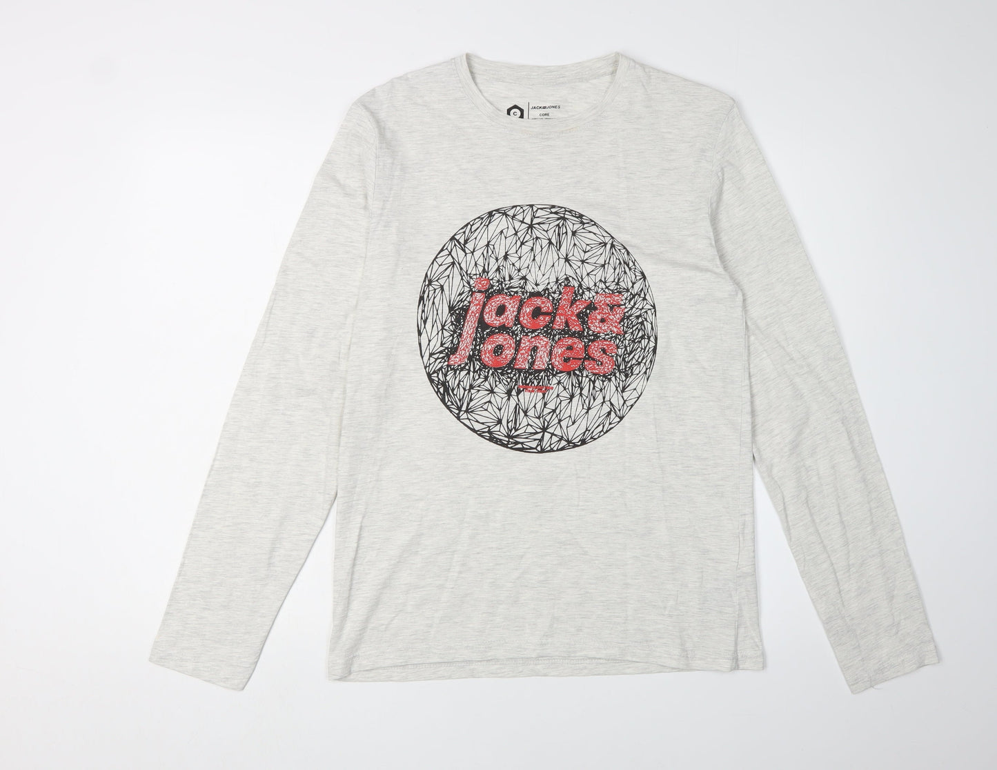 Jack & Jones Men’s Grey S T-Shirt, Long Sleeve, Crew Neck