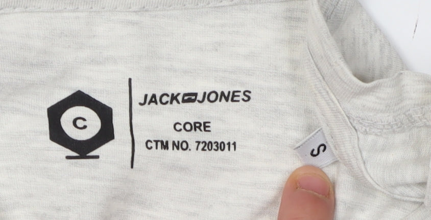 Jack & Jones Men’s Grey S T-Shirt, Long Sleeve, Crew Neck