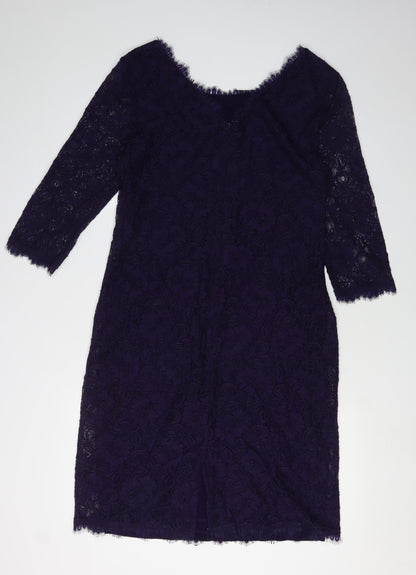 Jasper Conran Women's Black Lace Sheath Dress Size 14
