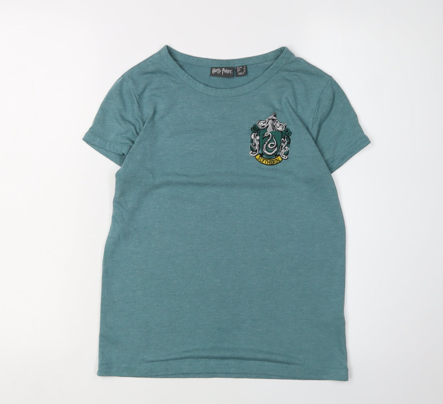 Womens UK Size 6 Harry Potter Green Basic T-Shirt