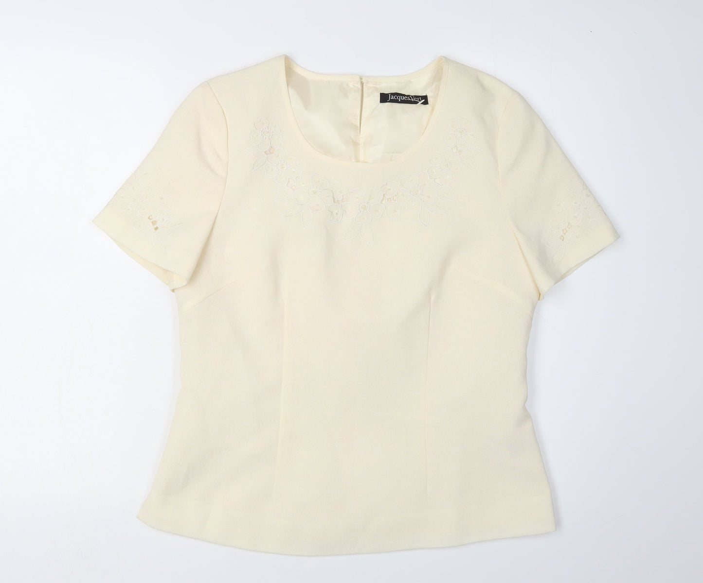 Jacques Vert Women's Ivory Embroidered Blouse Size 10