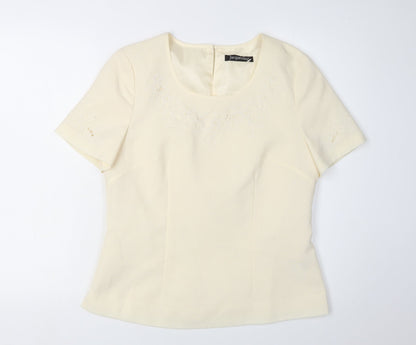Jacques Vert Women's Ivory Embroidered Blouse Size 10