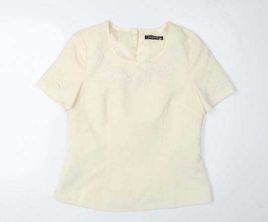 Jacques Vert Women's Ivory Embroidered Blouse Size 10