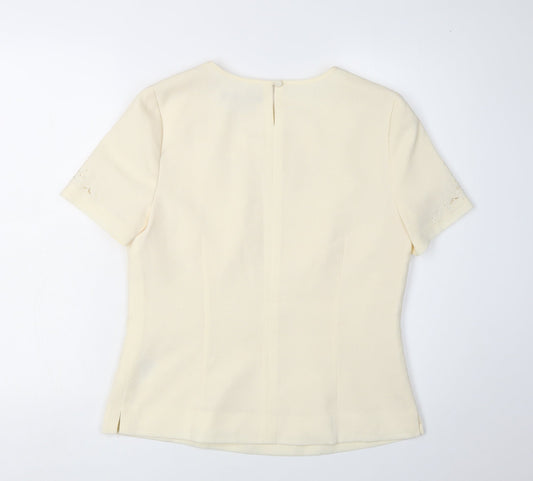 Jacques Vert Women's Ivory Embroidered Blouse Size 10