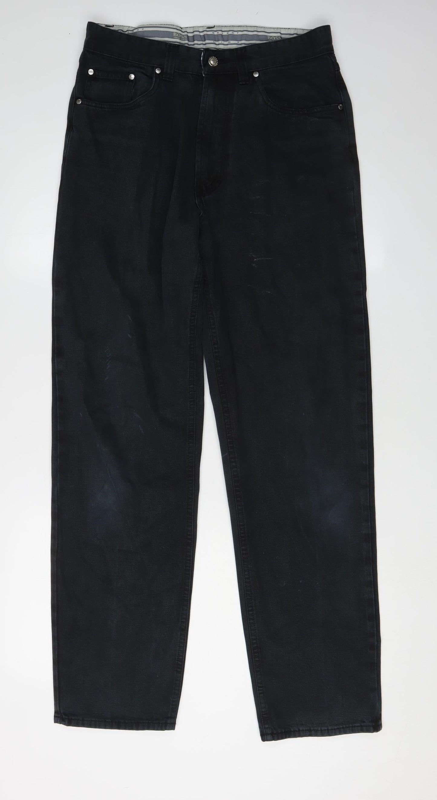 Mens UK Size 31 Boss Regular Fit Straight Black Jeans