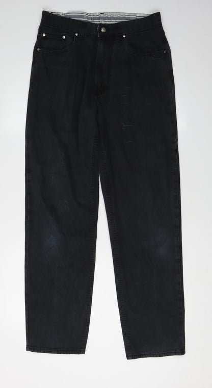Mens UK Size 31 Boss Regular Fit Straight Black Jeans