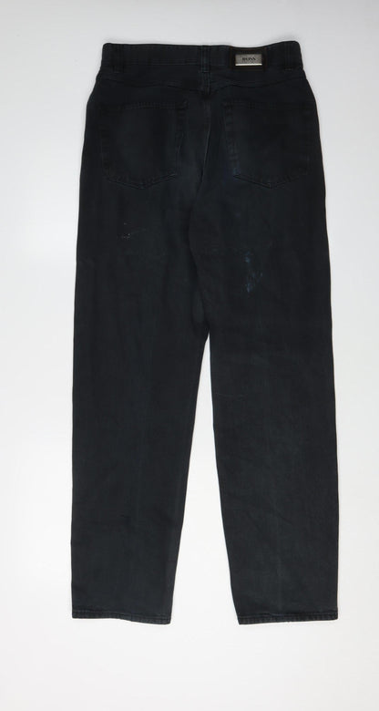 Mens UK Size 31 Boss Regular Fit Straight Black Jeans