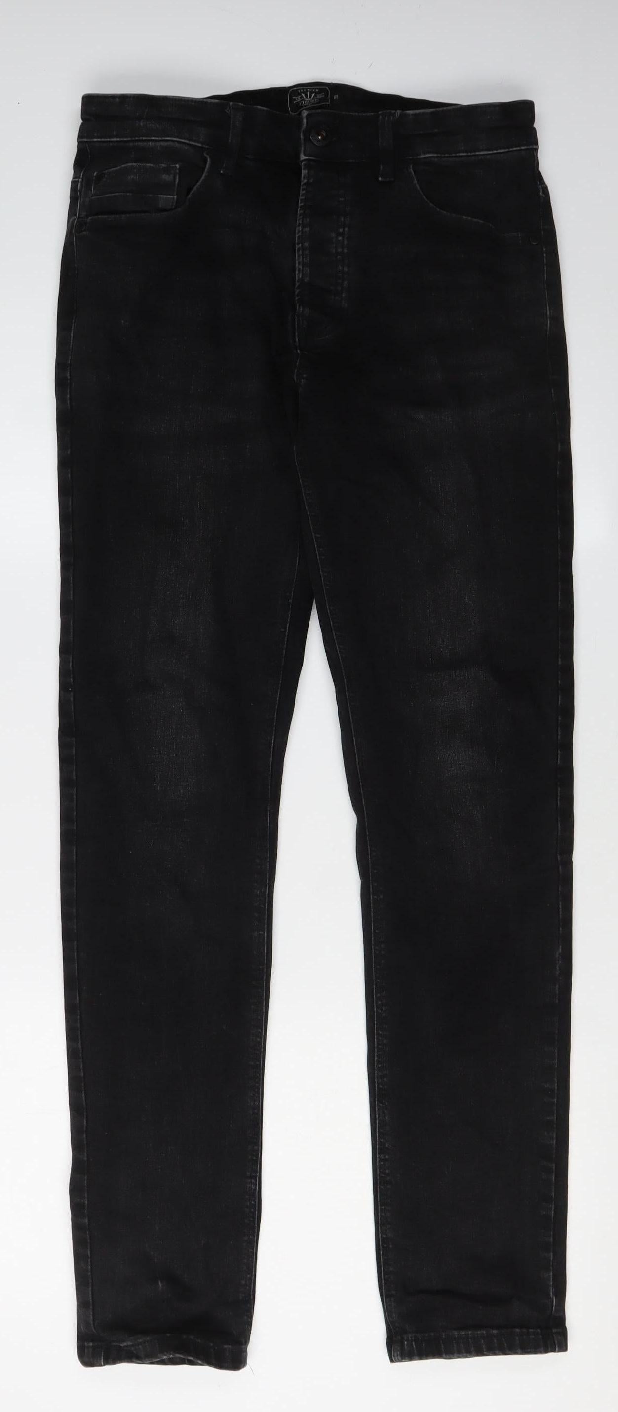 Next Men's Black Skinny Jeans, 30W, 33L, Slim Fit