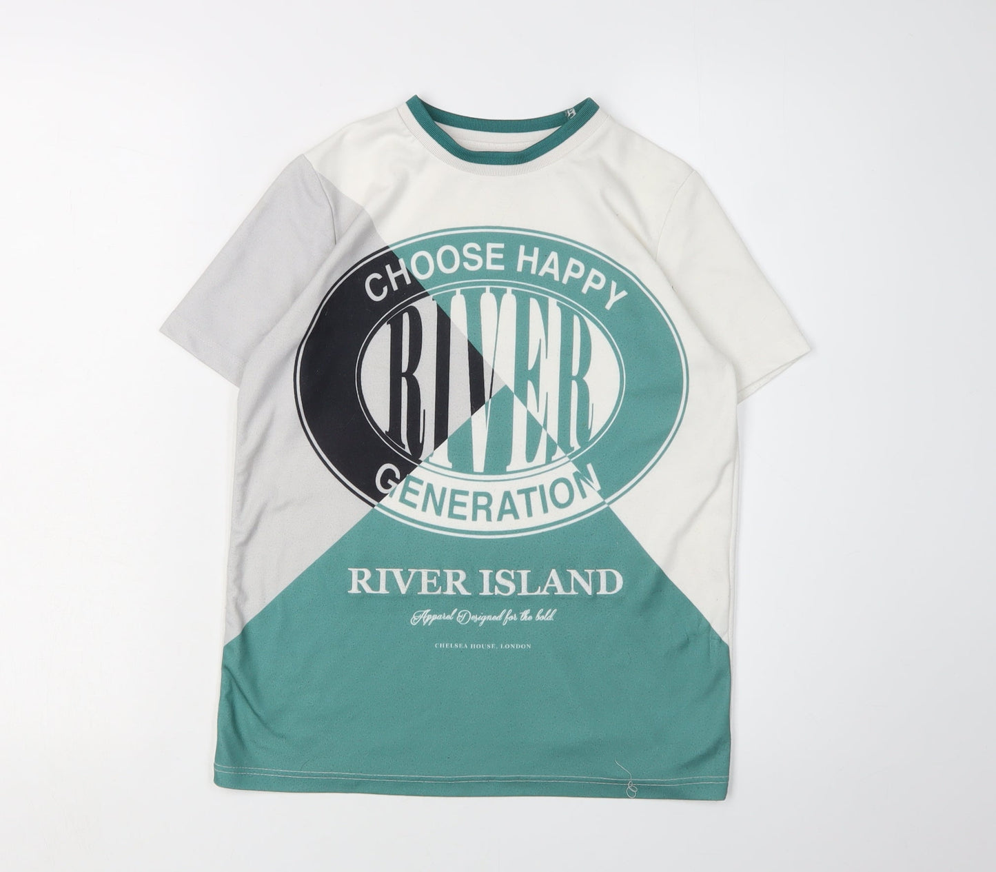 River Island Boys White T-Shirt, Graphic Print, 9-10 Years