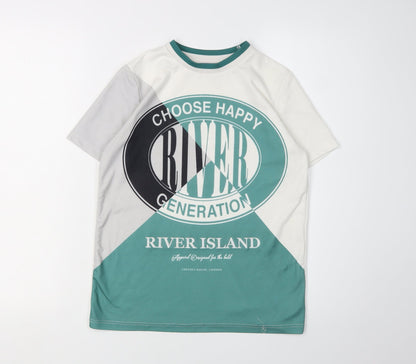 River Island Boys White T-Shirt, Graphic Print, 9-10 Years