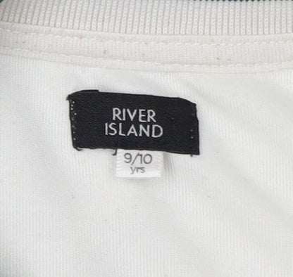 River Island Boys White T-Shirt, Graphic Print, 9-10 Years