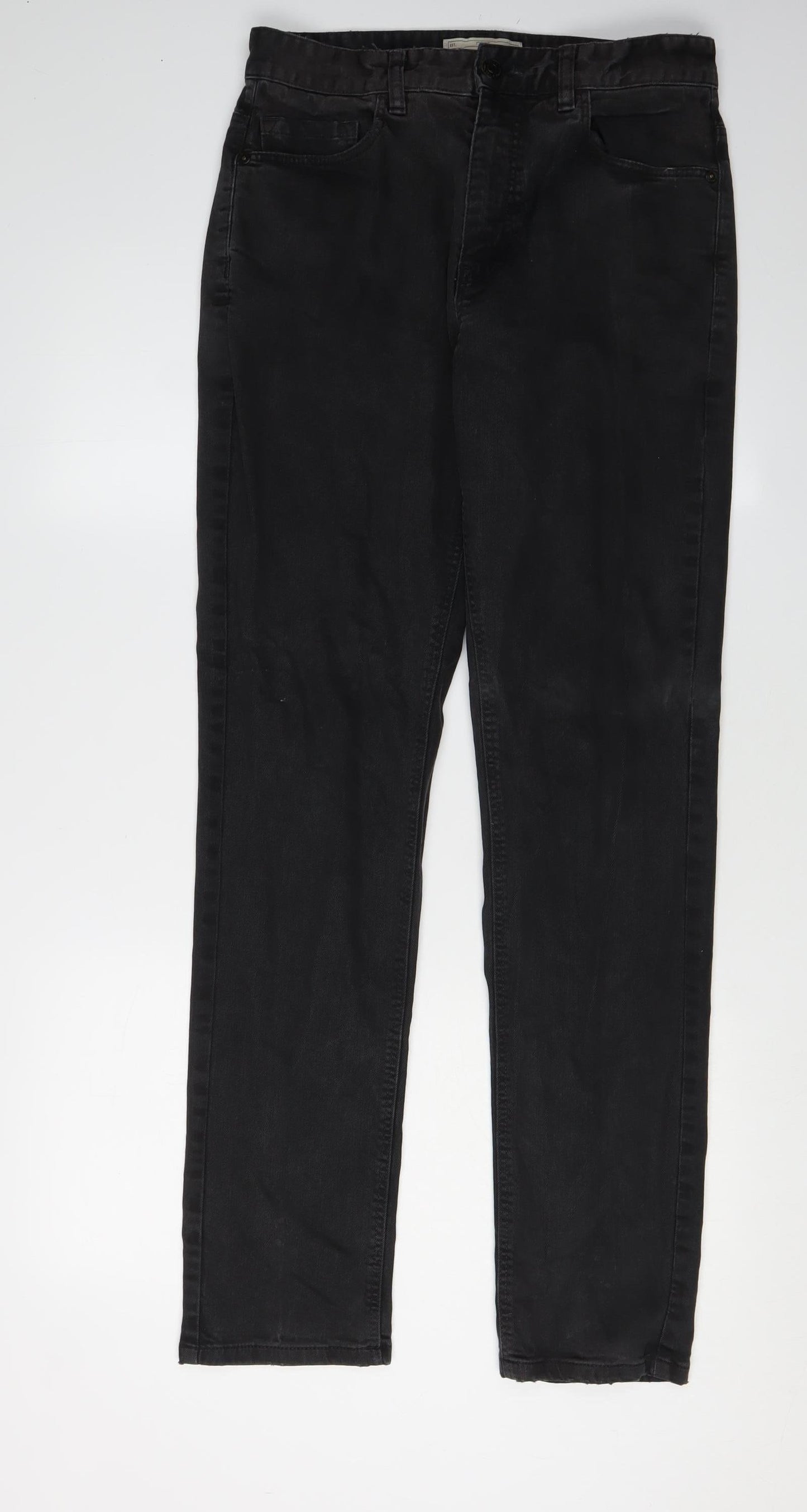 Next Men's Black Straight Jeans, Size 30, 33 In Leg