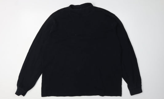 Lands' End Men's Black Long Sleeve Mock Neck T-Shirt