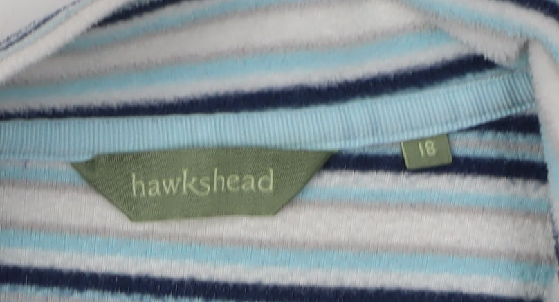 Hawkshead Women's Blue Striped Pullover Sweatshirt, Size 18