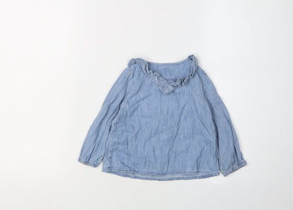 GAP Unisex Baby Blue Denim Blouse, 18-24 Months, Casual Style